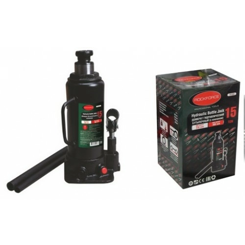 Домкрат бутылочный 15т с клапаном+доп.ремкомплект Rock Force RF-T91504