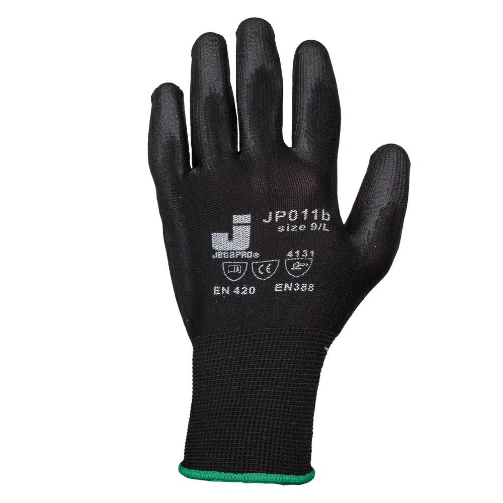 Перчатки нейлоновые JETA SAFETY JP011 с полиуретановым покрытием черные 12 пар Перчатки нейлоновые JETA SAFETY JP011 с полиуретановым покрытием черные 12 пар