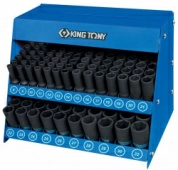 Стенд с ударными глубокими торцевыми головками KING TONY 4466MP, 1/2", 8-32 мм, серия 4435М, 166 предметов