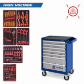 Набор инструментов "HIGH VOLTAGE" KING TONY 934-117AMBE в синей тележке, 117 предметов