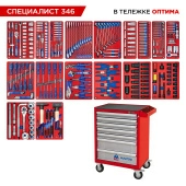 Набор инструментов 346 предметов, "СПЕЦИАЛИСТ 346", в красной тележке, МАСТАК 52-07346R Набор инструментов 346 предметов, "СПЕЦИАЛИСТ 346", в красной тележке, МАСТАК 52-07346R