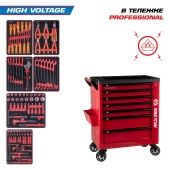 Набор инструментов HIGH VOLTAGE в красной тележке KING TONY 9G38-117MRVER (117 предметов)