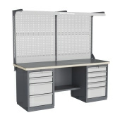 Верстак двухтумбовый с двойным экраном и подсветкой Верстакофф FBK 205.45.4-2F