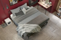 Meza Plus каркас кровати 160х200, обивка светло-серая, каркас черный