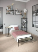 Meza Plus каркас кровати 090х200, обивка светло-серая, каркас черный