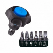Трещотка вороток KING TONY P2746 1/4", 48 зубцов, дисковый механизм, для вставок (бит), в комплекте 5 вставок(бит)