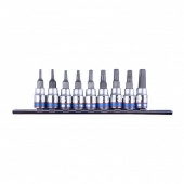 Набор торцевых насадок 1/4" TORX, Т8-Т40 мм, L = 37 мм, с отверстием, 9 предметов KING TONY 2119PR