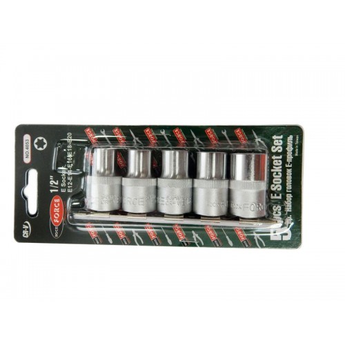 Набор головок Е-профиль 5пр. на планке Rock Force RF-4053