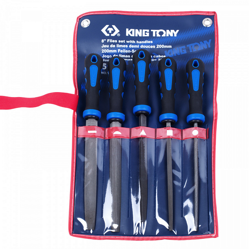 Набор напильников KING TONY 1005GQ, 200 мм, двухкомпонентные рукоятки, 5 предметов