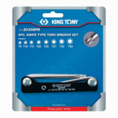 Набор Г-образных ключей KING TONY 20308PR, TORX, T9-T40, складные, 8 предметов
