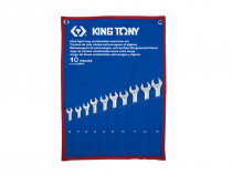 Набор комбинированных удлиненных ключей, 10-19 мм, чехол из теторона, 10 предметов KING TONY 12A0MRN