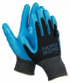 Перчатки полиэфирные NORDBERG NPG1508BB 15 класс черная основа/ синее покрытие