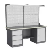 Верстак двухтумбовый с двойным экраном и подсветкой Верстакофф FBK 205.37.4-2F
