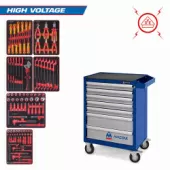 Набор инструментов "HIGH VOLTAGE" KING TONY 934-117AMBE в синей тележке, 117 предметов