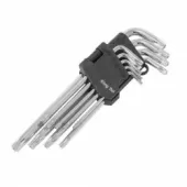 Набор ключей Г-образных TORX с отверстием длинных 9пр. в блистере KINGTUL KT-5098L18