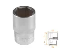Головка торцевая стандартная шестигранная 1/2" 19 мм AFFIX AF00040019