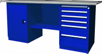 OWB2-16 Верстак с двумя тумбами, тумба с одной дверцей и тумба с 6 ящиками, 1900х686х820 мм Верстак с двумя тумбами Ombra