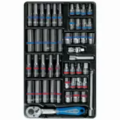 Набор торцевых головок 1/4" с принадлежностями, ложемент, 48 предметов KING TONY 9-2548CR Набор торцевых головок 1/4" с принадлежностями, ложемент, 48 предметов KING TONY 9-2548CR