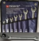 Набор ключей комбинированных, карданных трещоточных Thorvik CFRWS7TB, 8-19 мм
