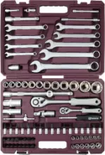 TS082/12 Набор инструмента универсальный 1/4", 1/2"DR с головками торцевыми 12-гранными, 82 предмета TS082/12 Набор инструмента универсальный 1/4", 1/2"DR с головками торцевыми 12-гранными, 82 предмета