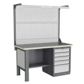 Верстак однотумбовый с двойным экраном и подсветкой Верстакофф ® FBK 1551.15.3-2F