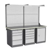 Верстак трехтумбовый с двойным экраном и подсветкой Верстакофф ® FBK 205.457-2F