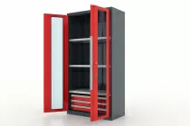 Шкаф инструментальный с ящиками и полками 3*3 Premium двери со стеклом Ferrum 13.1332 (красный)