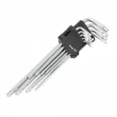 Набор ключей Г-образных TORX с отверстием экстра длинных 9пр. в блистере KINGTUL KT-5098L23