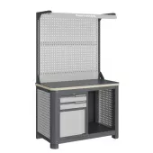 Верстак двухтумбовый с двойным экраном и подсветкой Верстакофф MCN 1252.S9.1-2F