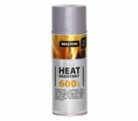 Краска аэрозольная термостойкая MASTON 600⁰С 400-996 серебристая 0.4 л