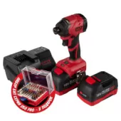 Аккумуляторный шуруповерт MIGHTY SEVEN DS-202AP, ударный, 18 В, 4 предмета, кейс, в комплекте набор бит